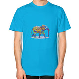 Unisex T-Shirt (on man) Teal DesiVesiLtd