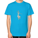 Unisex T-Shirt (on man) Teal DesiVesiLtd
