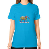 Unisex T-Shirt (on woman) Teal DesiVesiLtd