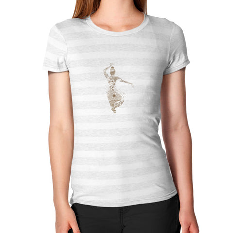 Women's T-Shirt Ash White Stripe DesiVesiLtd