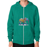 Zip Hoodie (on man) Tri-Blend Vintage Green DesiVesiLtd
