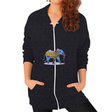 Zip Hoodie (on woman) Tri-Blend Black DesiVesiLtd