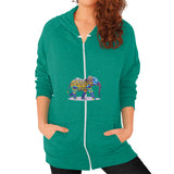 Zip Hoodie (on woman) Tri-Blend Vintage Green DesiVesiLtd